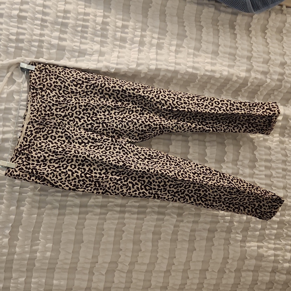 J Crew cafe Capri linen leopard print size 8 NWT